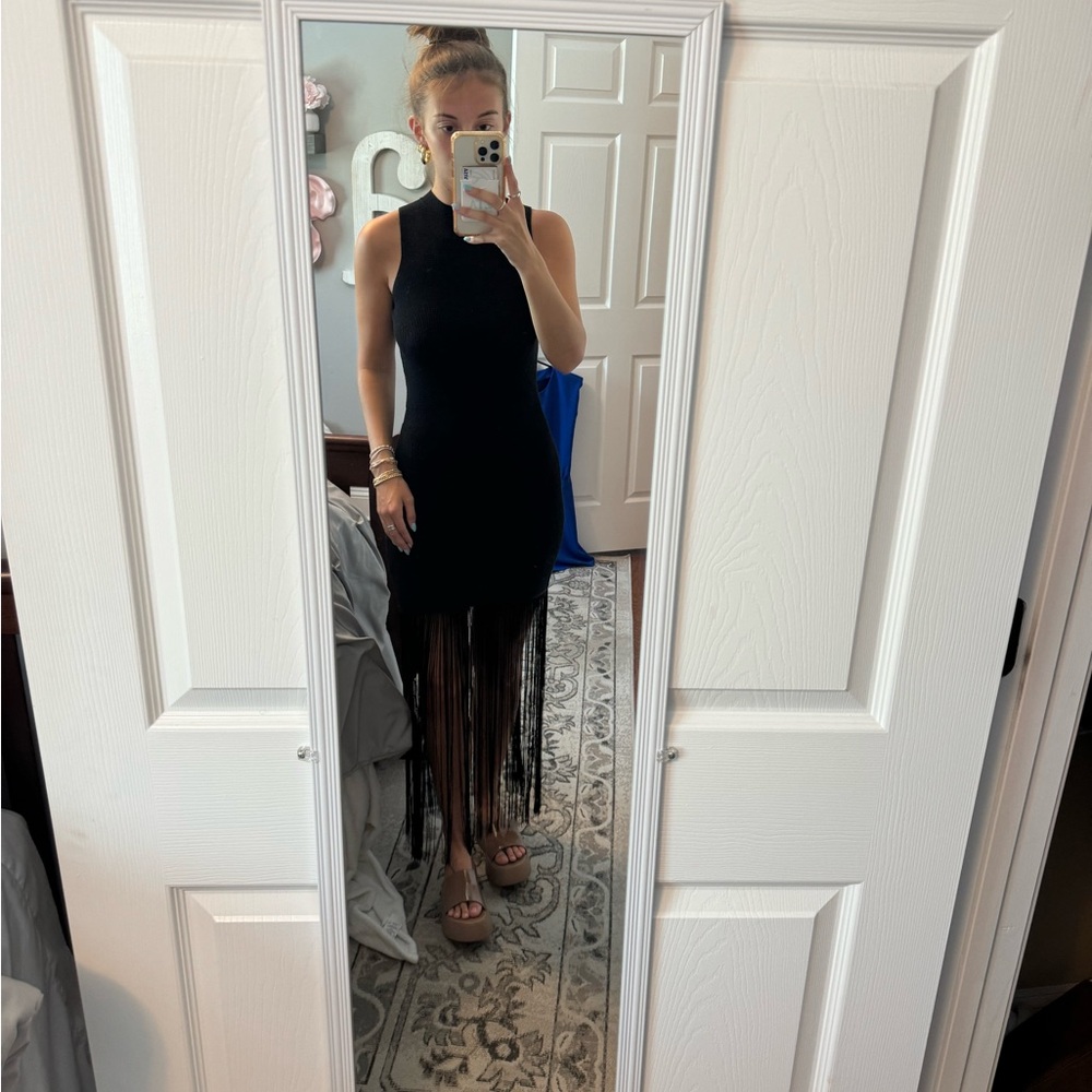 Elegant Black Fringe Dress